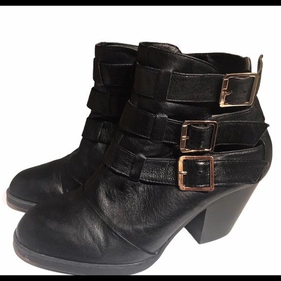 Steve Madden booties Repp black leather 3 buckles … - Picture 7 of 10
